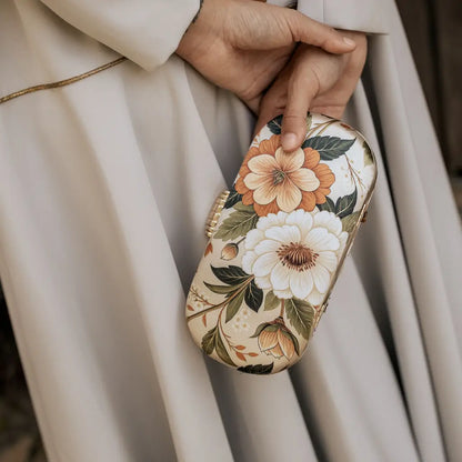 Bolso Ovalado Lennox Floréal Beige, Marrón y Verde