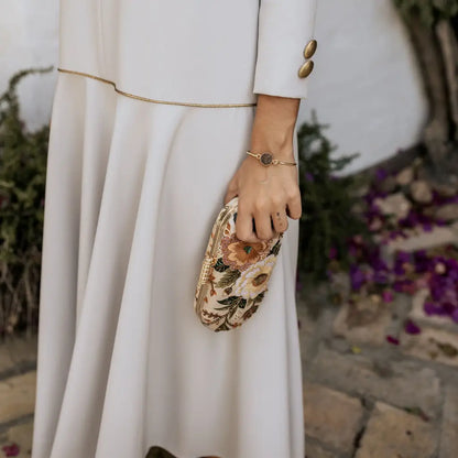 Bolso Ovalado Lennox Floréal Beige, Marrón y Verde