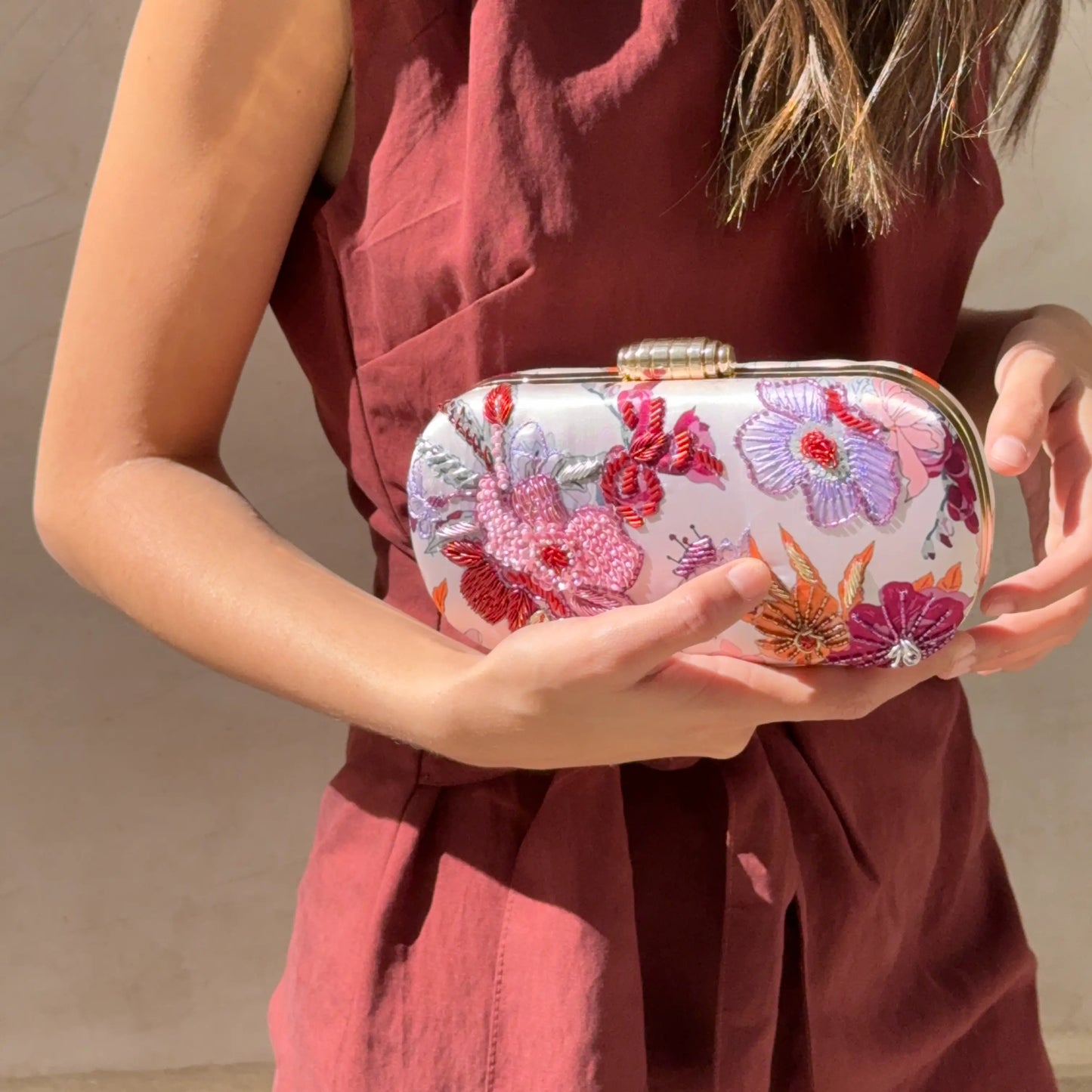 Bolso Ovalado Lennox Florencia Morado y Buganvilla
