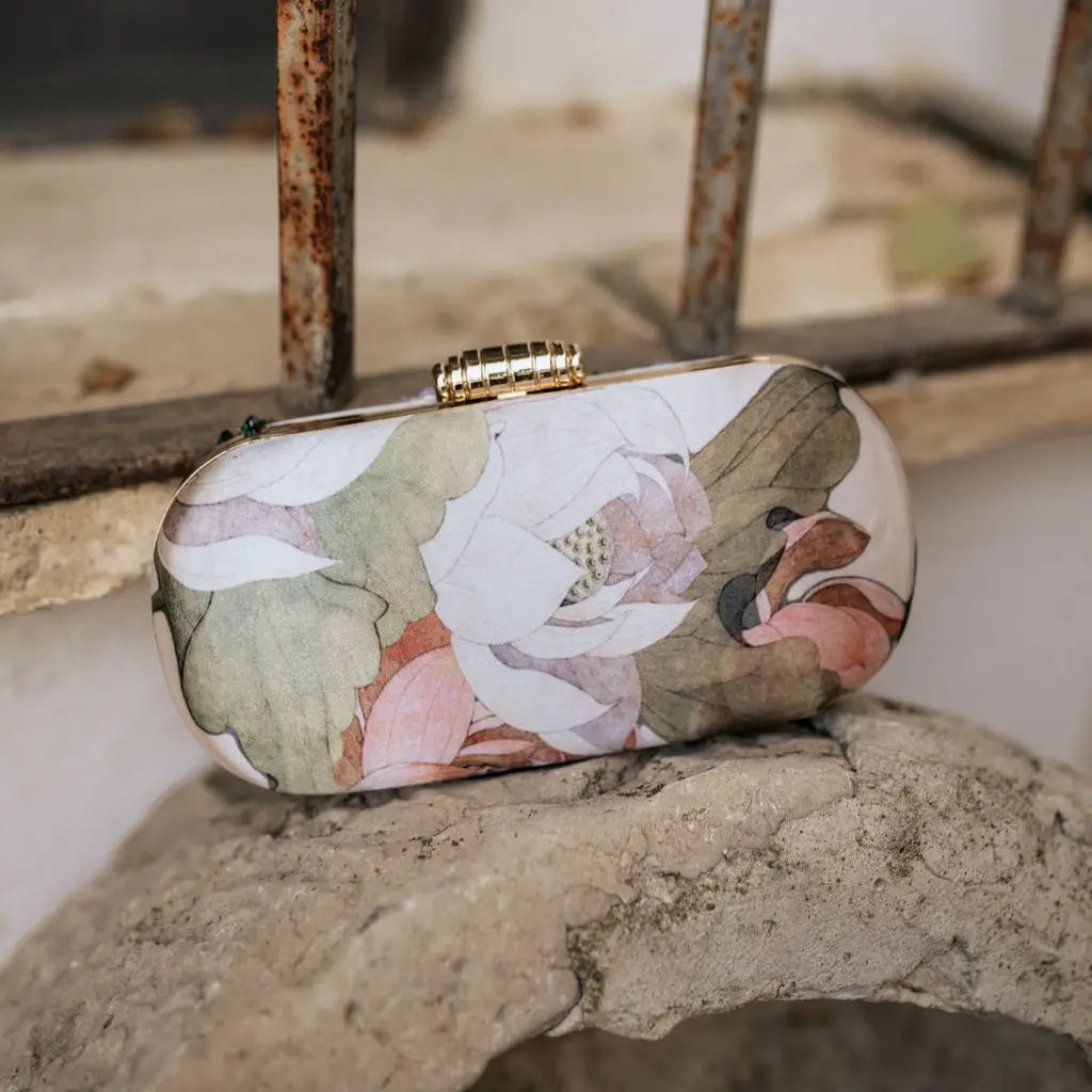 Bolso Ovalado Lennox Lunaria Verdes, Naranja y Beige