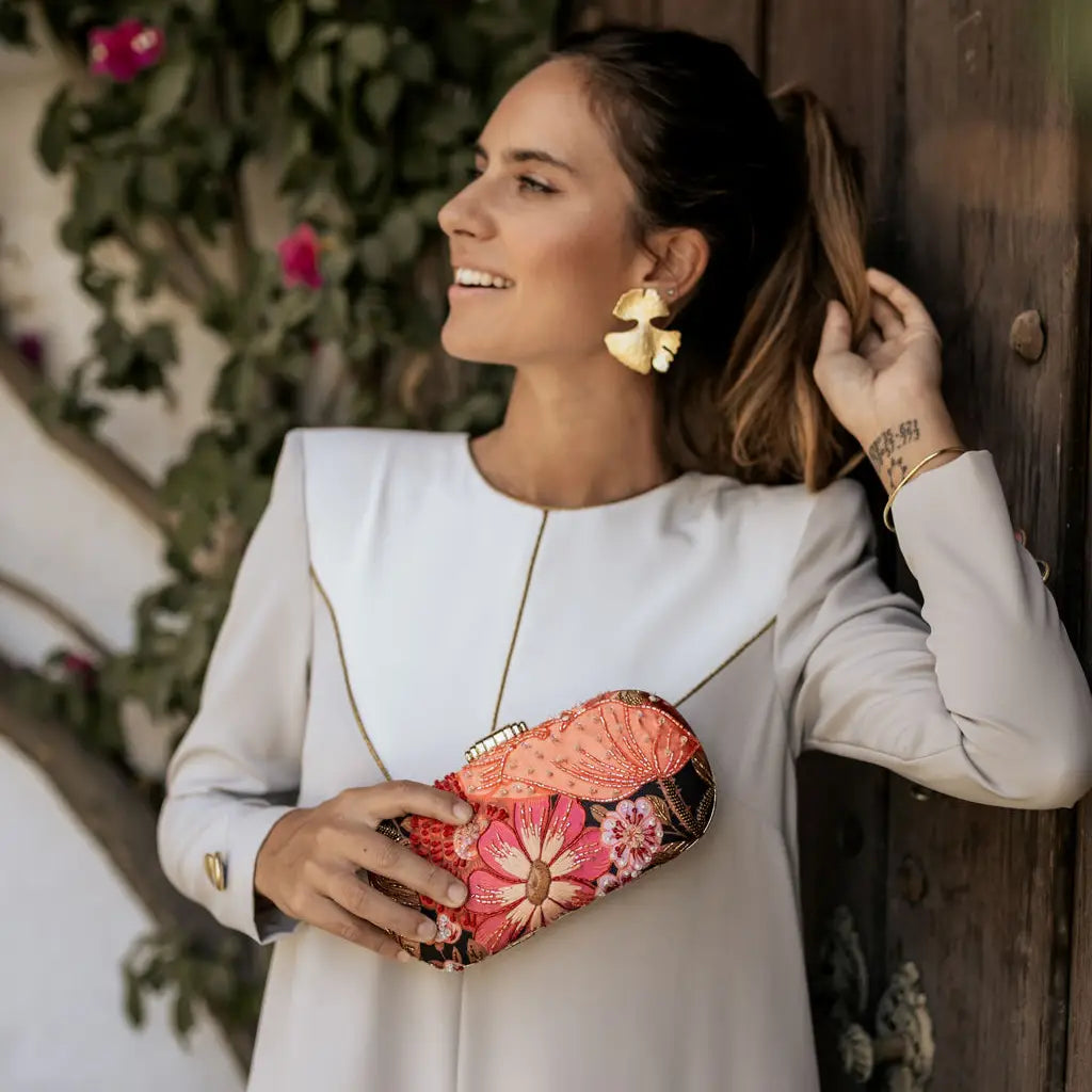 Bolso Ovalado Lennox Prado Naranja, Fucsia y Tierra