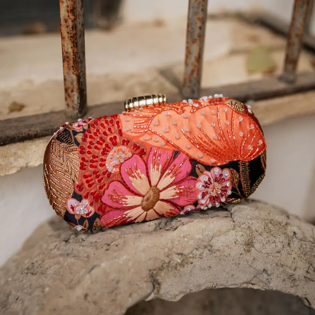 Bolso Ovalado Lennox Prado Naranja, Fucsia y Tierra