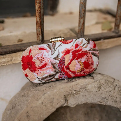 Bolso Ovalado Lennox Églantine Rosas y Coral