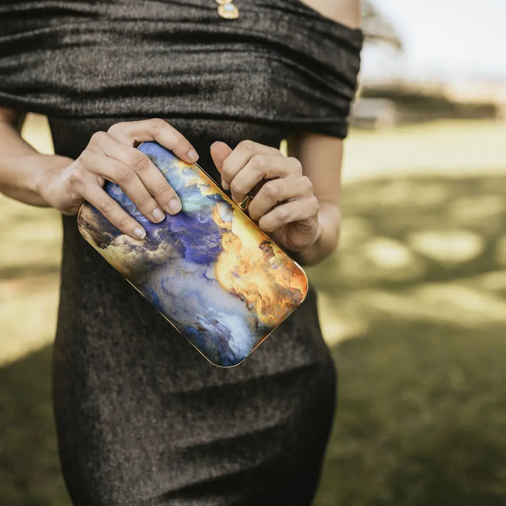 Blue and Yellow Historic Print Handbag