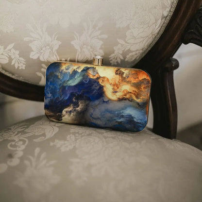Blue and Yellow Historic Print Handbag