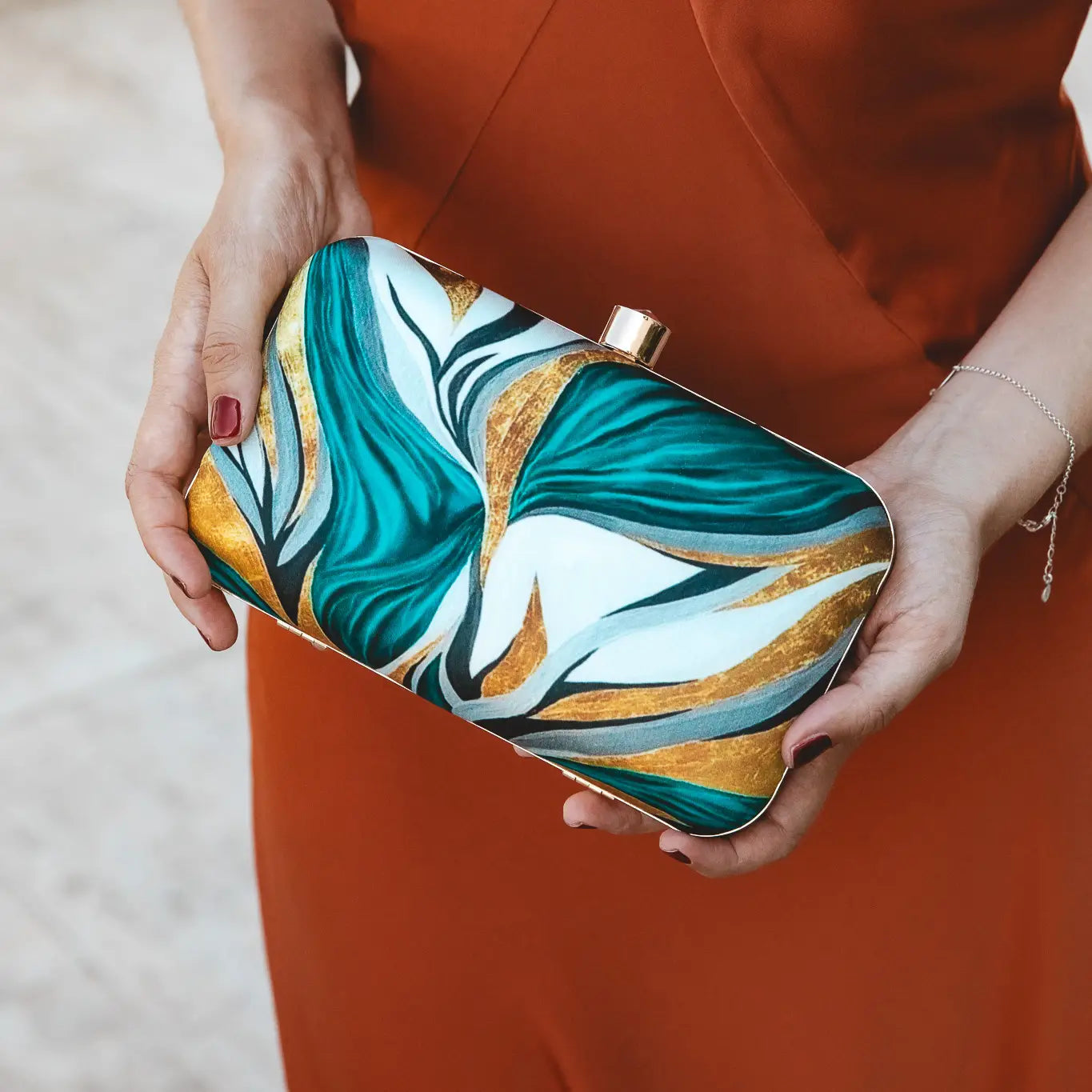 Bolso Print Veggy Verde y Dorado