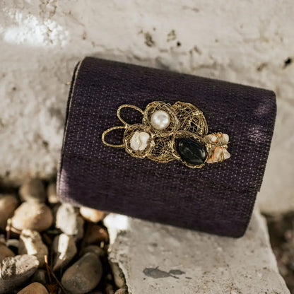 Bolso Rígido Mini Treasure Piedras Azul Oscuro