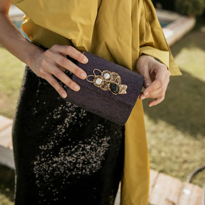 Bolso Rígido Mini Treasure Piedras Azul Oscuro