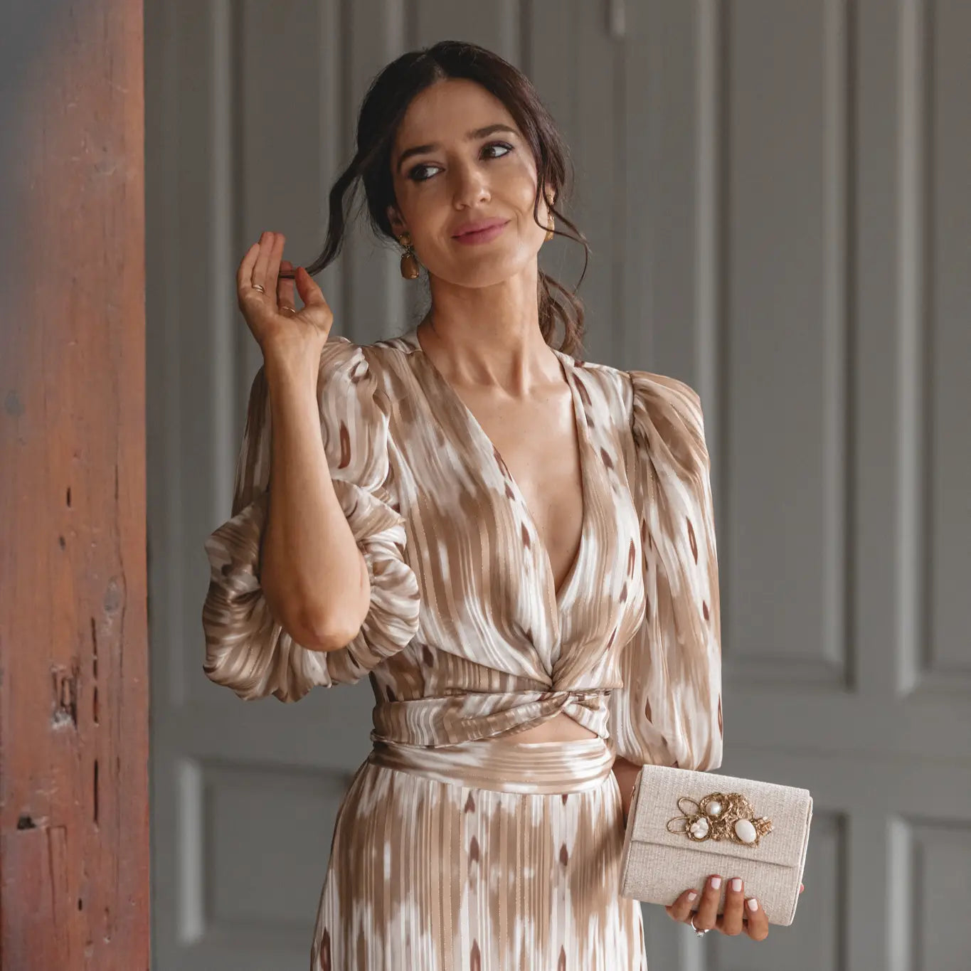 Mini Treasure Hard Shell Bag with Cream Stones