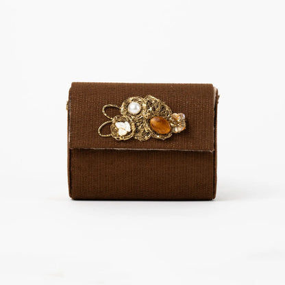 Bolso Rígido Mini Treasure Piedras Marrón