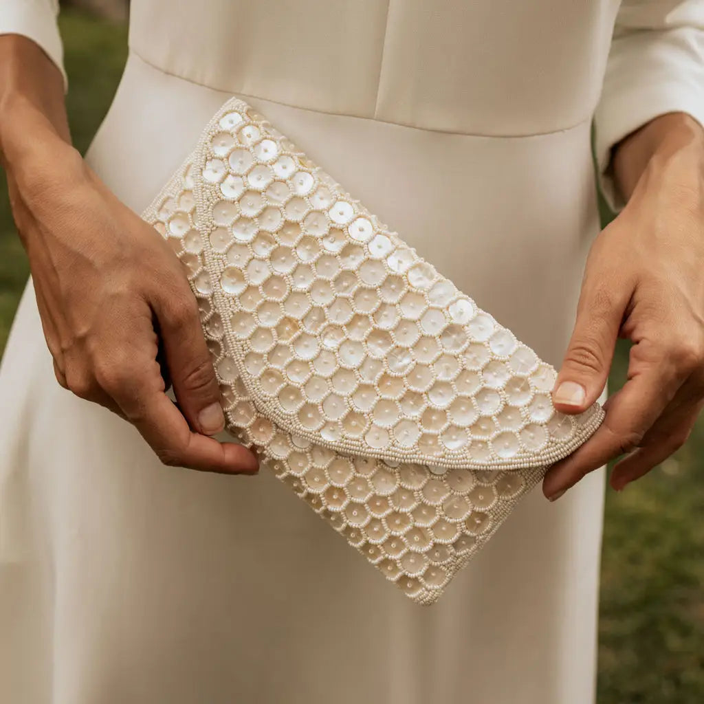 Bolso Sobre Joya Lira Blanco nácar
