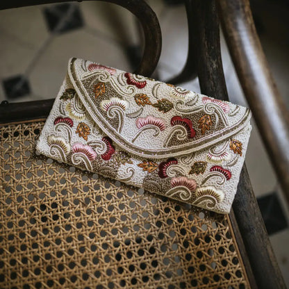 Bolso Sobre Joya Maelis Blanco Tostado, Rosa y Rojo