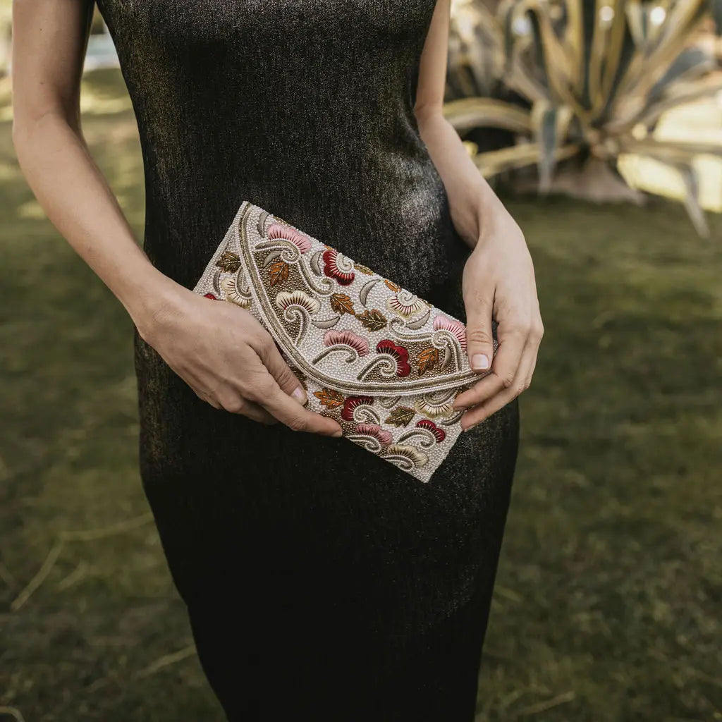 Bolso Sobre Joya Maelis Blanco Tostado, Rosa y Rojo