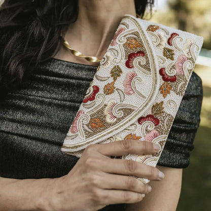 Bolso Sobre Joya Maelis Blanco Tostado, Rosa y Rojo