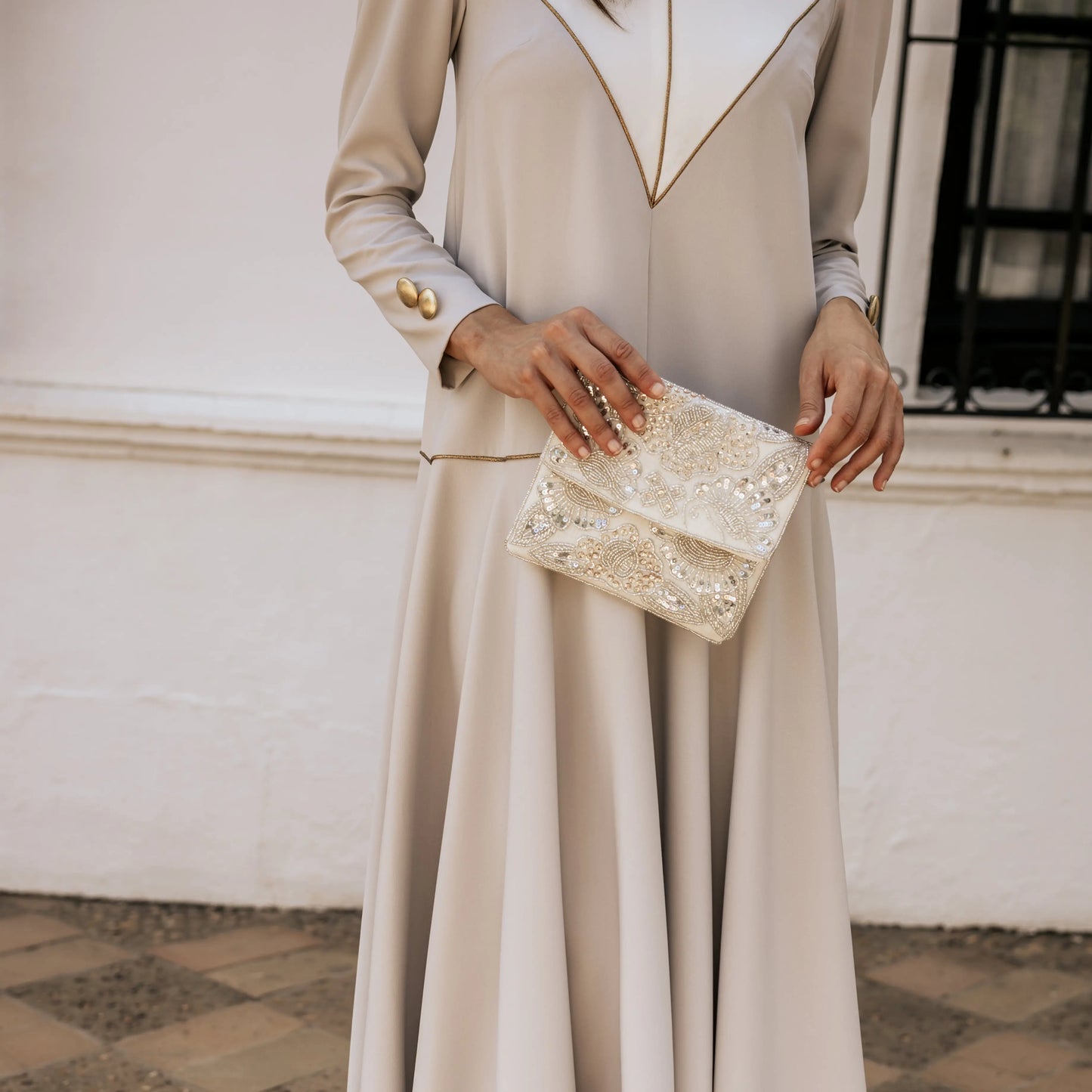 Bolso Sobre Nympha Plata Blanco