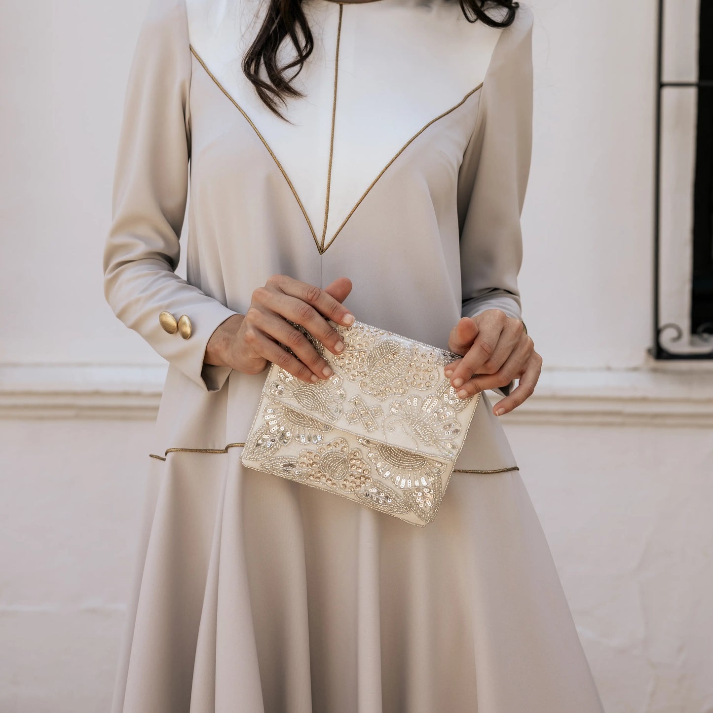 Bolso Sobre Nympha Plata Blanco