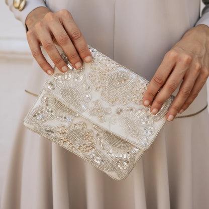 Bolso Sobre Nympha Plata Blanco