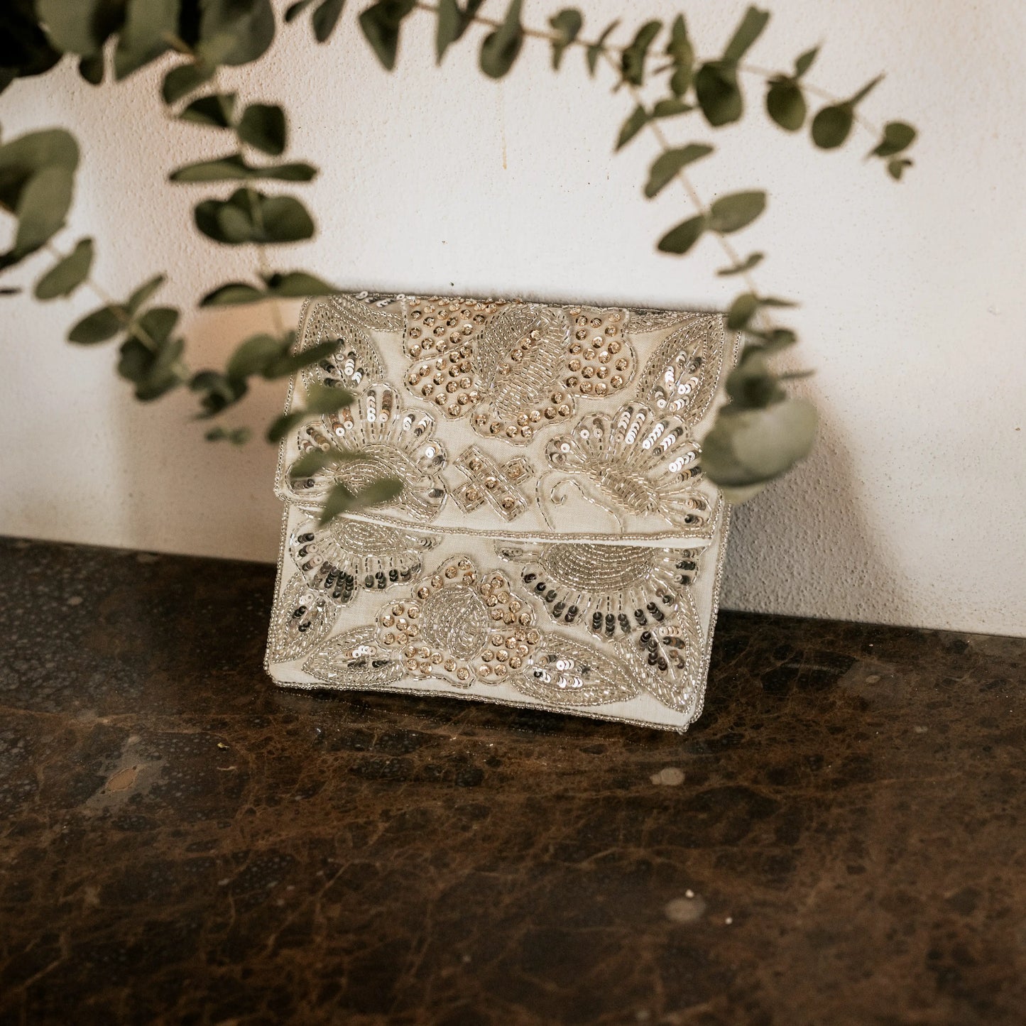 Bolso Sobre Nympha Plata Blanco