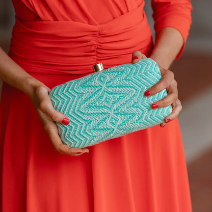 Bolso Tejido Étnico Verde agua