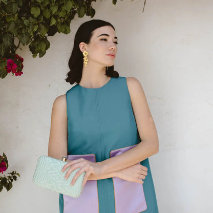 Bolso Tejido Étnico Verde agua