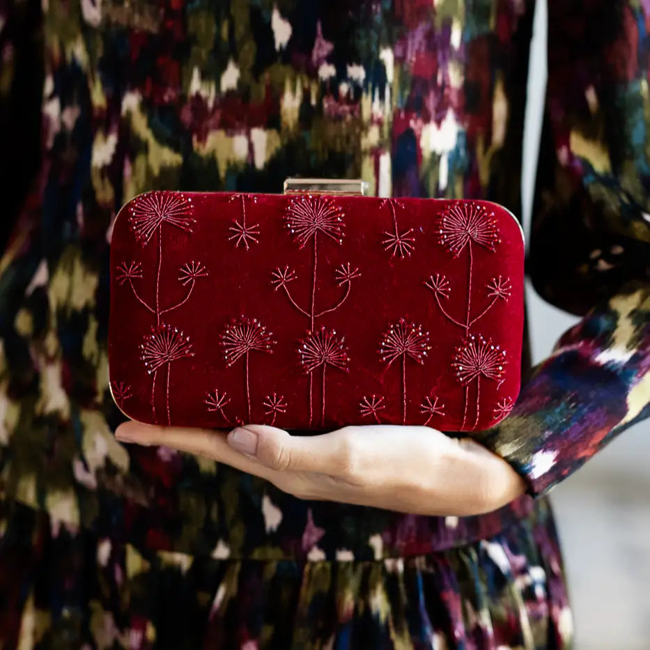 Bolso Tlia Terciopelo Burdeos