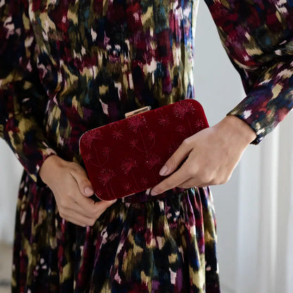 Bolso Tlia Terciopelo Burdeos