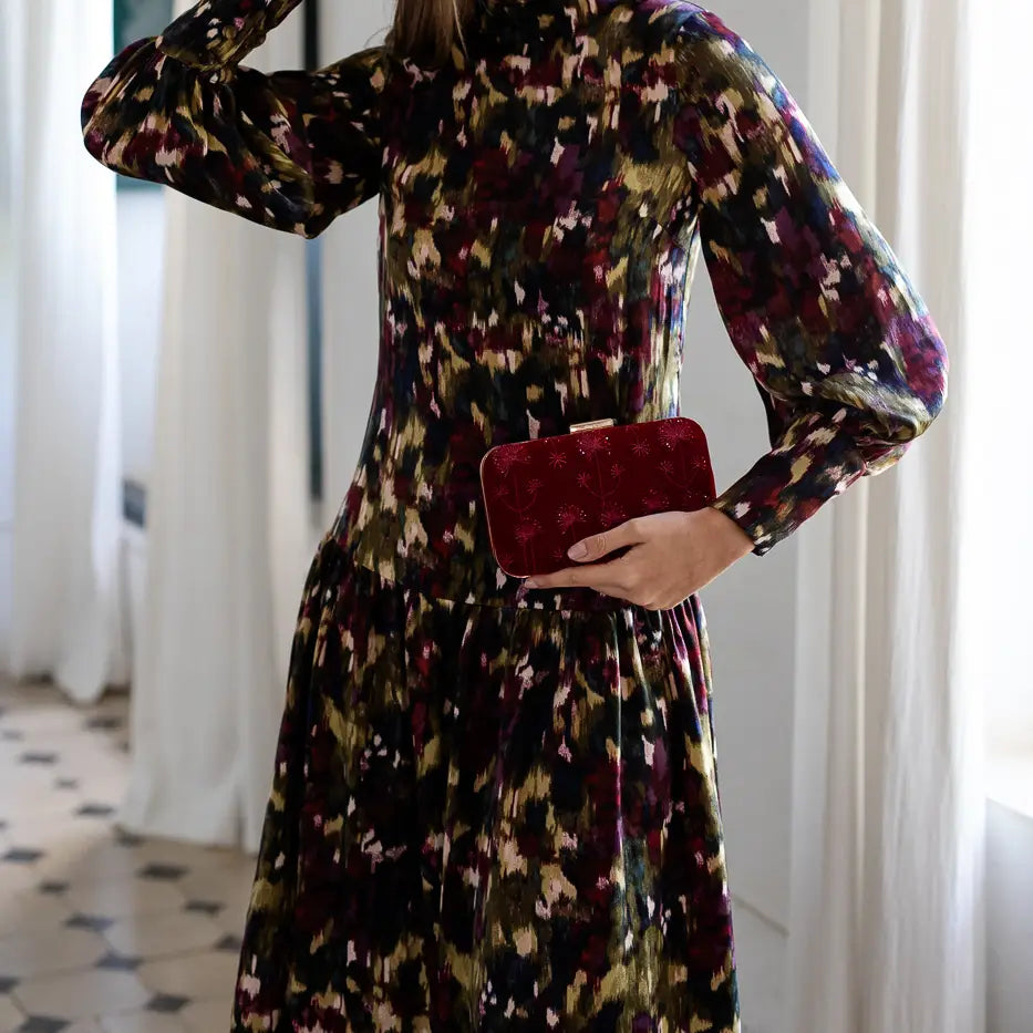 Bolso Tlia Terciopelo Burdeos