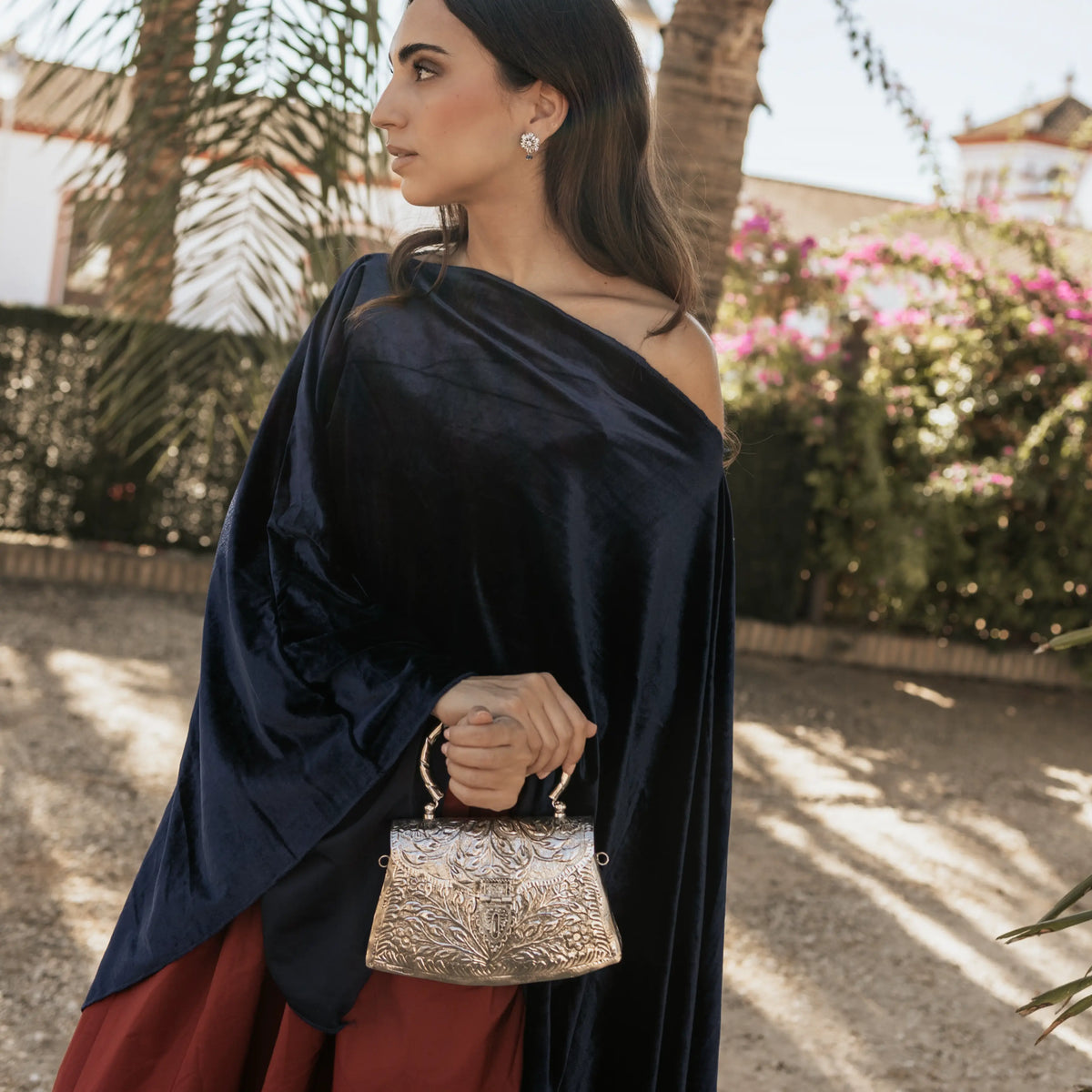 Bolso Cofre Asa Argéntea Plata