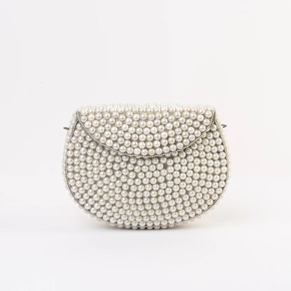 Bolso Cofre Lasian Plata Perlas