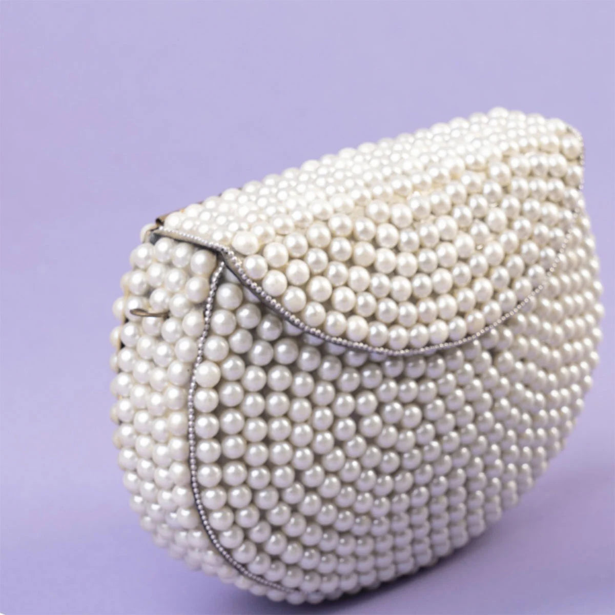 Bolso Cofre Lasian Plata Perlas