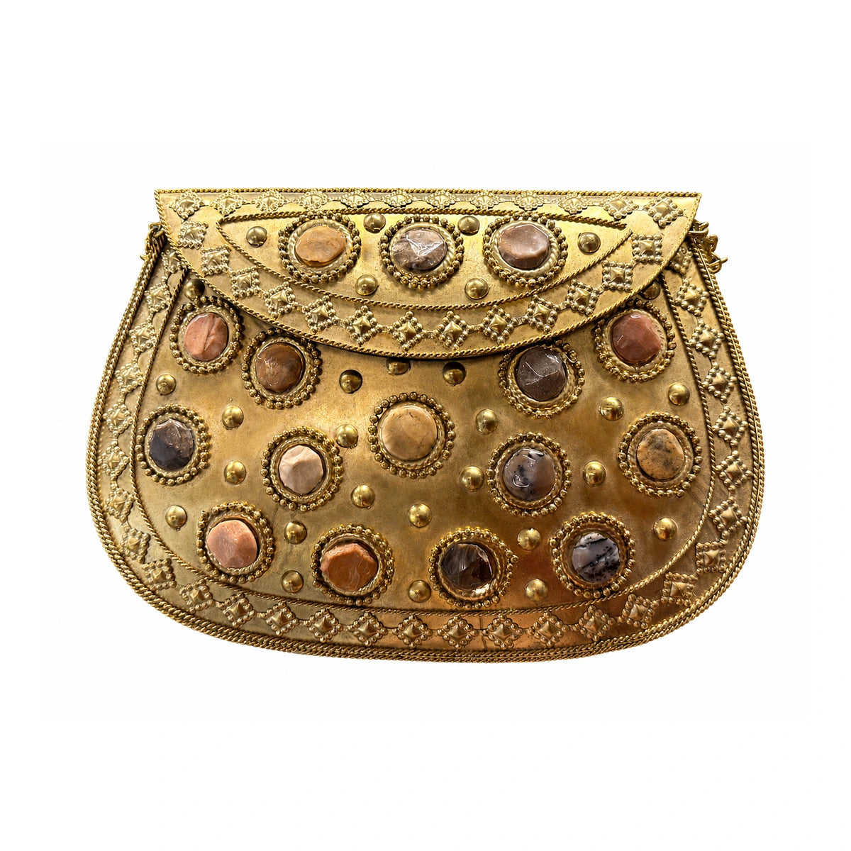 Bolso Cofre Latón Casablanca Piedras