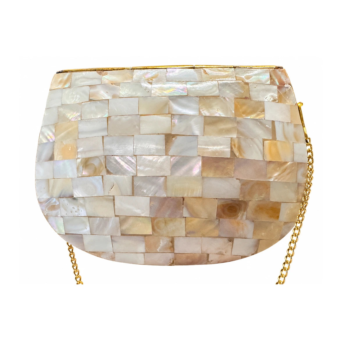 Bolso Cofre Tesela Nácar Blanco