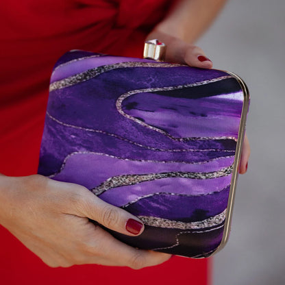 Bolso Cuadrado Print Goldenlines Morado