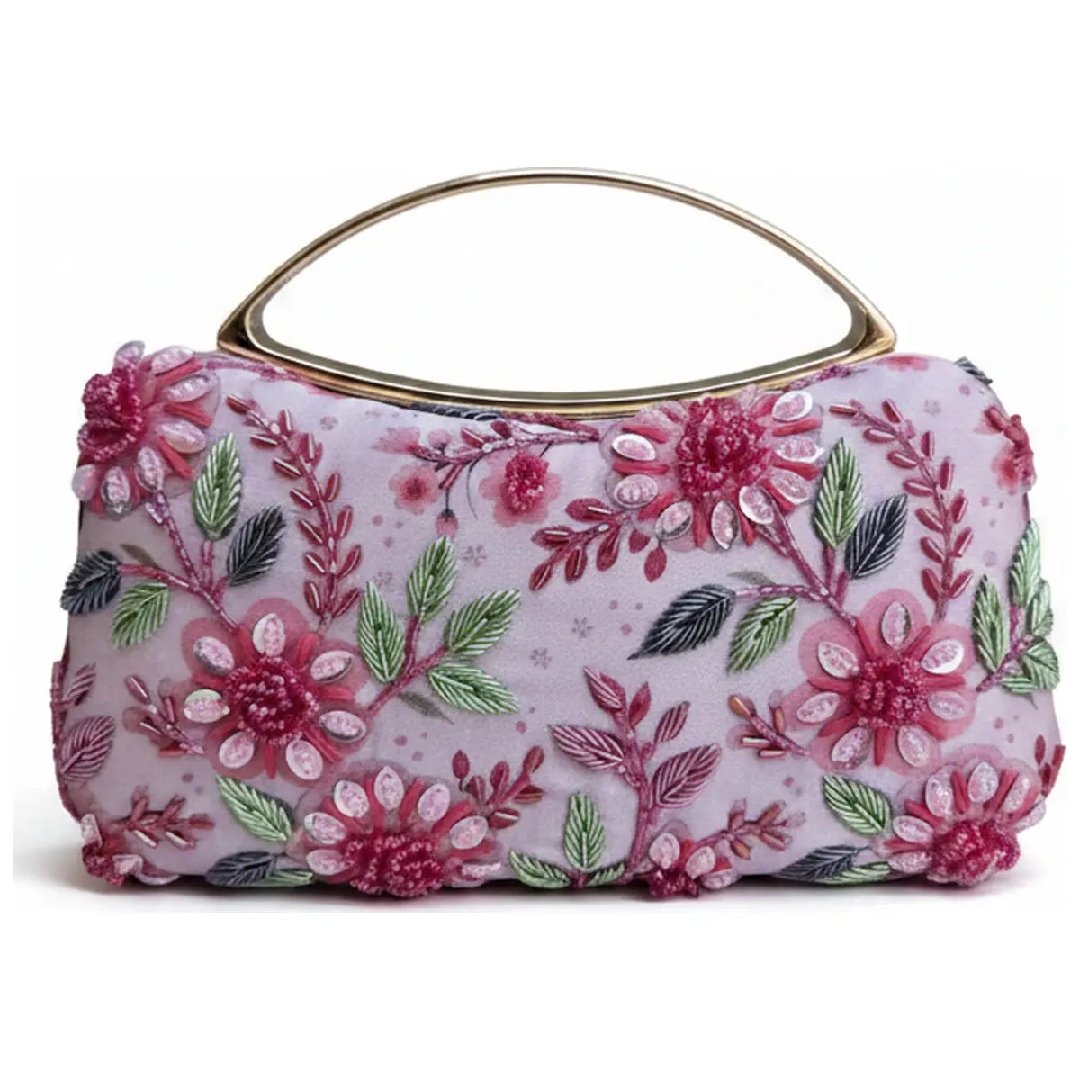 Bolso Curva Asa Rosalya Rosas y Verde