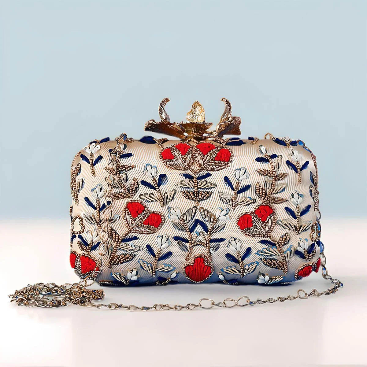 Bolso Flor Garra Abdel Beige, Rojo y Azul