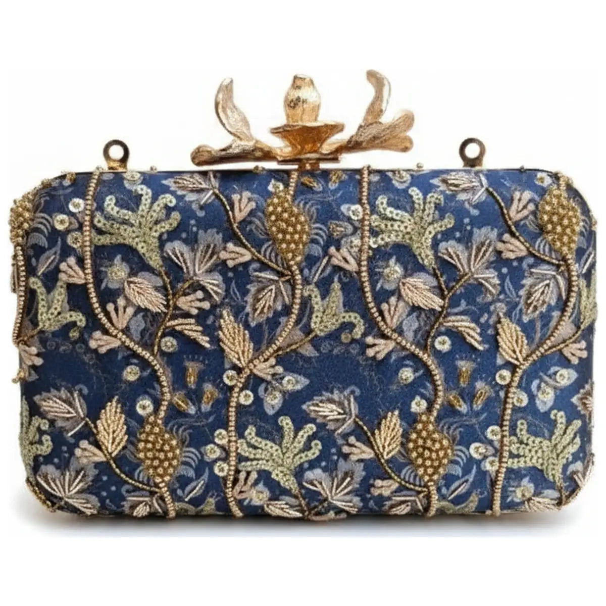 Bolso Flor Garra Dalia Azul, Verde y Dorado