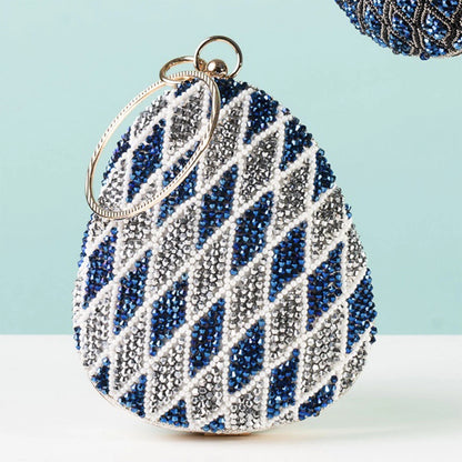 Bolso Huevo Mukan Azul Y Plata