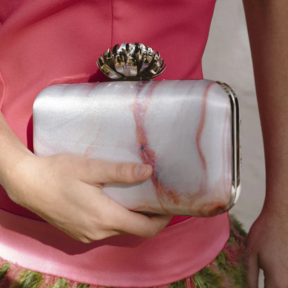Bolso Loto Rangiroa Plata Gris y Coral