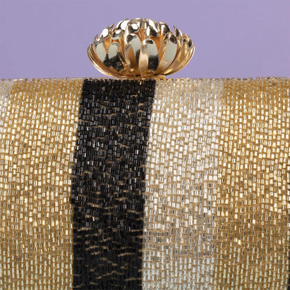 Bolso Loto Shirita Negro, Dorado y Plata