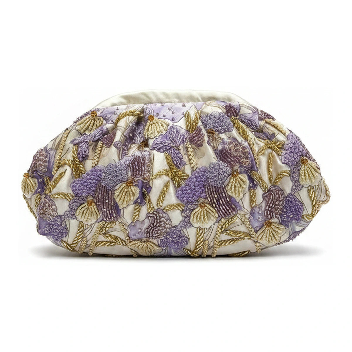 Bolso Nube Joya Violetta Beige, Morado y Dorado