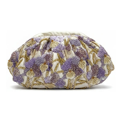 Bolso Nube Joya Violetta Beige, Morado y Dorado