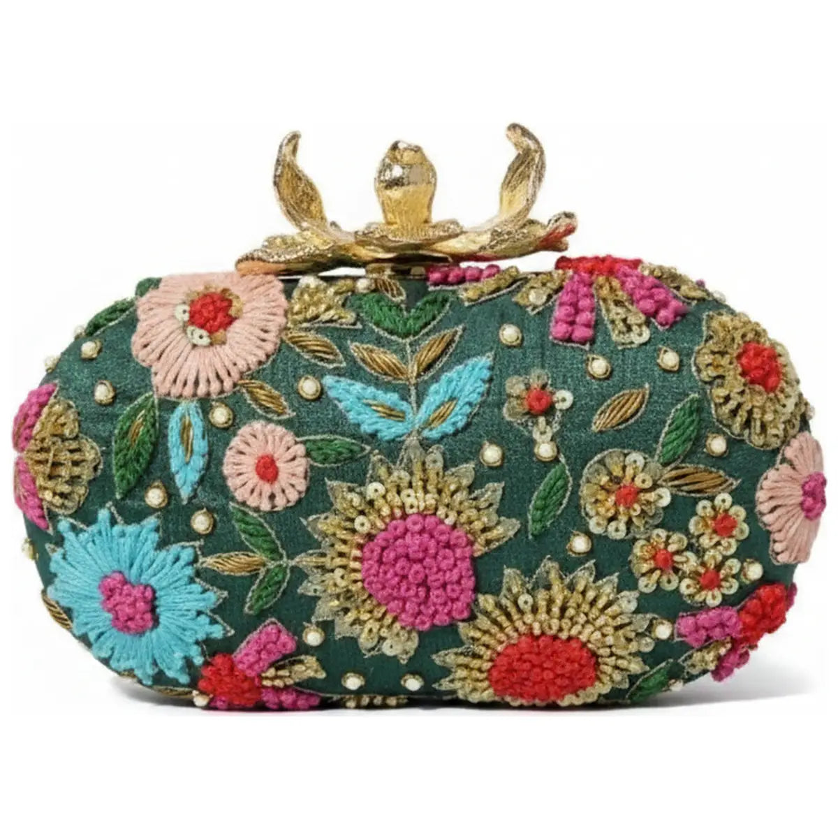 Bolso Ovalado Flor Garra Kali Verde
