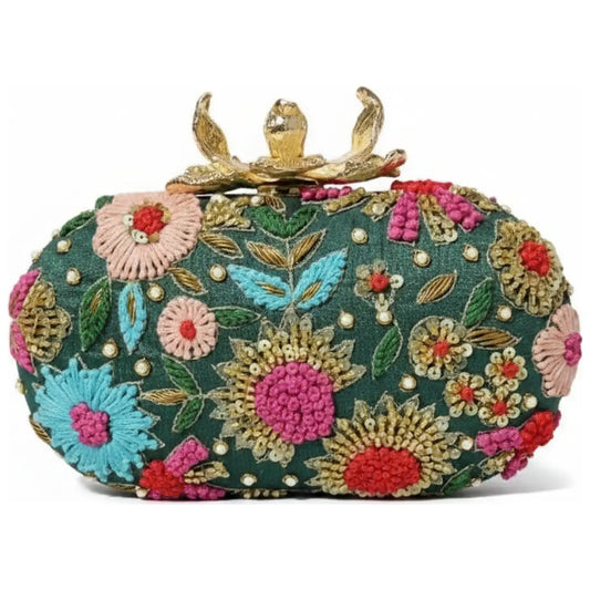 Bolso Ovalado Flor Garra Kali Verde