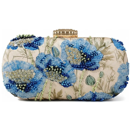 Bolso Ovalado Lennox Azulea Beige y Azules
