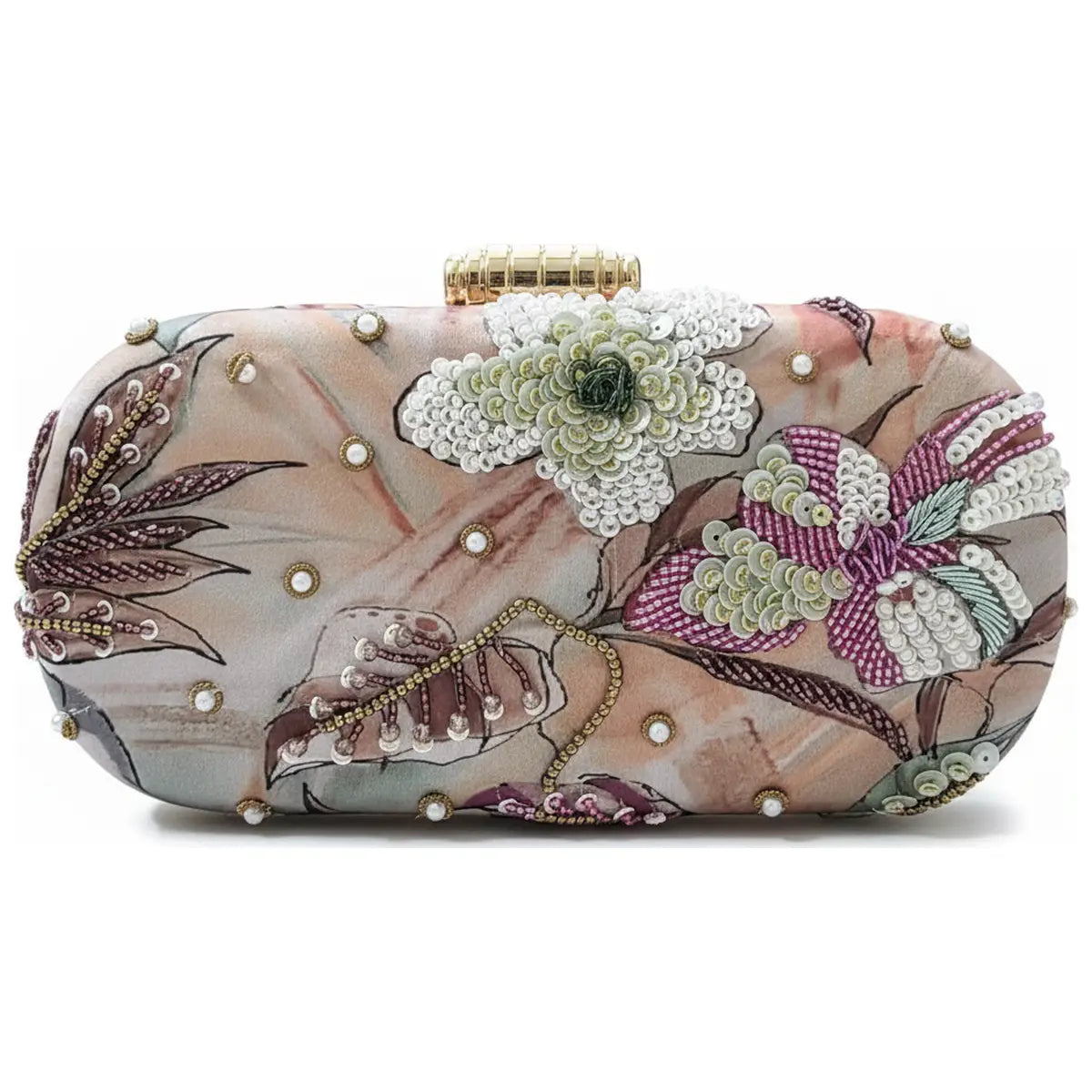 Bolso Ovalado Lennox Florelle Coral, Rosas y Verde