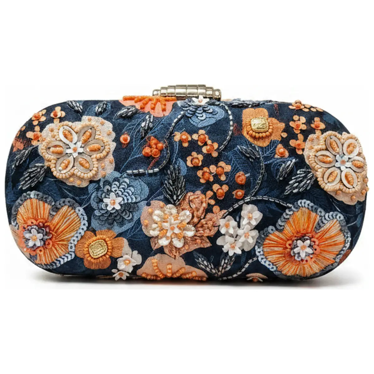 Bolso Ovalado Lennox Floretta Azul y Naranja