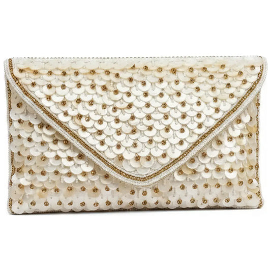 Bolso Sobre Disco Nácar Dorados