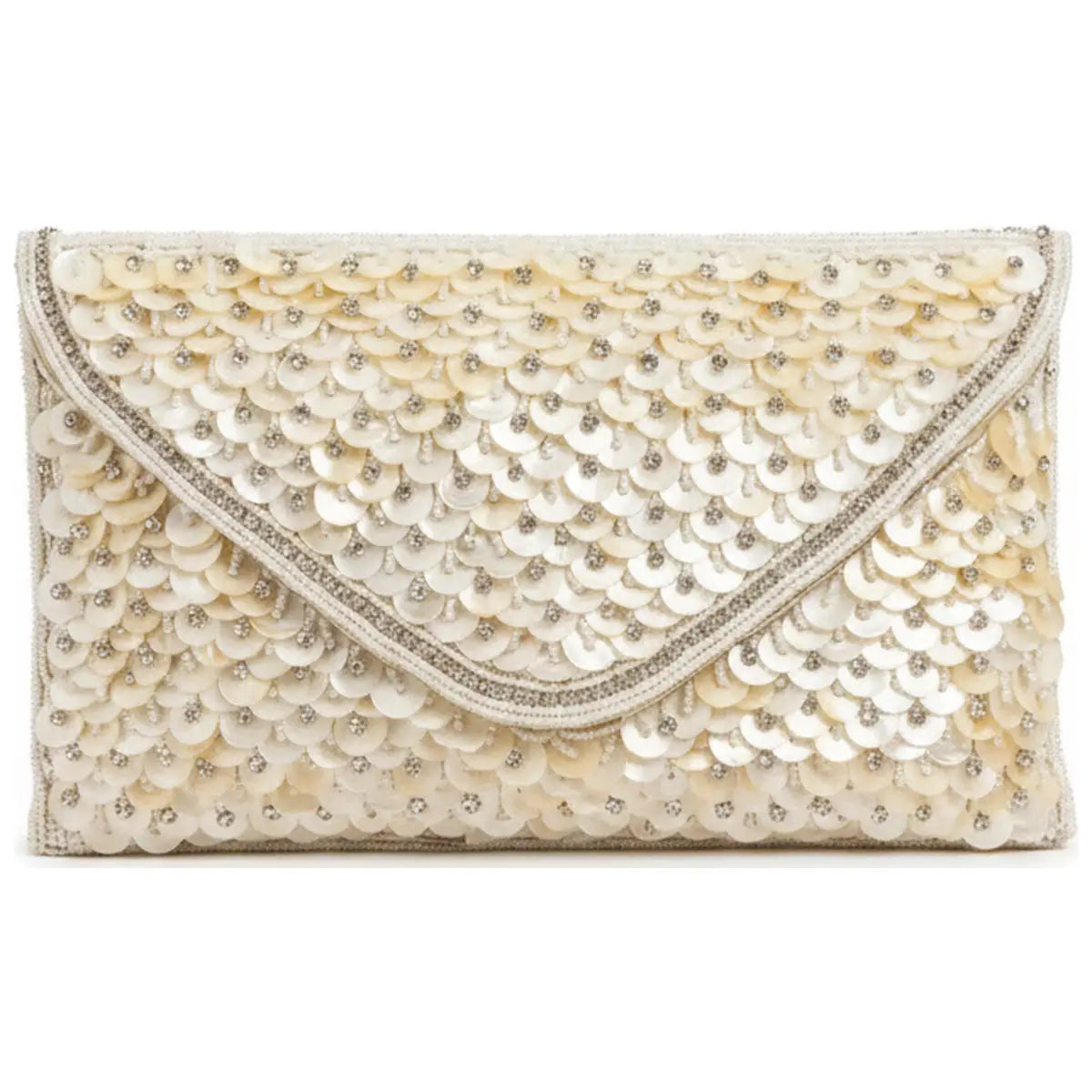 Bolso Sobre Disco Nácar Plata