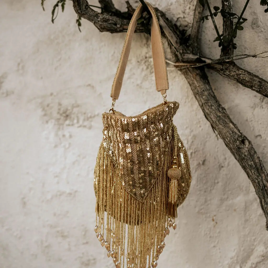 Bombonera Campano Flecos Dorada