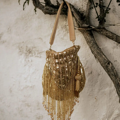 Bombonera Campano Flecos Dorada